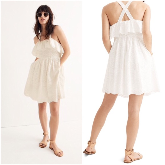 NWT Madewell Embroidered Apron Ruffle Dress White Sz 6 - Picture 2 of 8